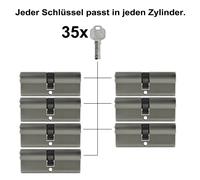 2 -10X Cilindro Profilo 100Mm 50/50 Cilindro Porta Serratura Con Unico Chiuso