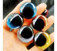 2/12 pezzi Occhi glitterati 3D per bambole e giocattoli, amigurumi all'uncinetto e artigianato fai-da-te - Design pupilla decentrata glitterata con guarnizione facile da installare. Decorazioni autunn