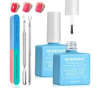 2 * 15ml Remover Solvente per Smalto per Unghie, Rimuove Semipermanente, Nail Gel Remover, con Spingi Cuticole e Lima per Unghie, Rimuove Facilmente e Rapidamente lo smalto nail