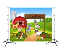 2.1m x 1.5m Animal Farm Bambini Compleanno Tema Fotografia Sfondo Panno