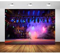 2.1x1.5m Fabric Music Concert Stage Backdrop for Photography Stage Spotlights Music Night Band Live Shows Rock Music Festivals Carnival Background Music Theme Party Decorations Photo(12x10FT(3.5x3m))