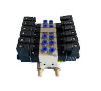 2-20 File 1/8" Valvola Pneumatica A Doppio Solenoide A 5 Vie Blocco 4V120-06 Collettore Di Raccordo 12 V CC 24 V 110 V 220 V 4V120 06 4V120-06B(17 Row)
