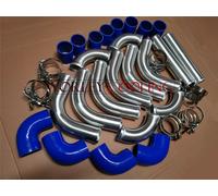 2.25" Aluminum Universal Intercooler Turbo Piping & BLUE Hose T-Clamp Kits 12pcs