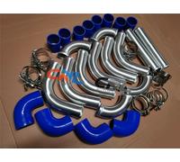 2.25" Aluminum Universal Intercooler Turbo Piping & BLUE Hose T-Clamp Kits 12pcs