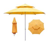 2.2m Garden Parasol Double-Layer Sun Umbrella Outdoor Fishing Waterproof & Anti- Red Sunshade Multifunctional Parasols, Polyester Cloth - 8 Fiberglass Bones