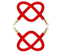 2 3 4 5 6 7 8 9 10 12 Feet Stanchion Rope with Snap Clips,2 Pcs Velvet Queue Barrier Rope, for Hotels Theater Wedding Nursery Bank Concerts Crowd Control(Red,2.5m/8ft)
