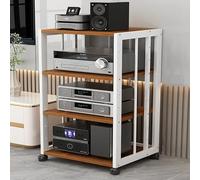 2 3 4 5 Livelli Supporti Per Casse Audio，mobile Giradischi E Porta Vinili，mobiletto Hifi Con Ruote ，regolabile Mobile Stereo Hi Fi Rack Aperto Multifunzione，per Soggiorno, Sala Giochi(Brown,4tier-50X4