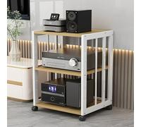 2 3 4 5 Livelli Supporti Per Casse Audio，mobile Giradischi E Porta Vinili，mobiletto Hifi Con Ruote ，regolabile Mobile Stereo Hi Fi Rack Aperto Multifunzione，per Soggiorno, Sala Giochi(Yellow,3tier-50X
