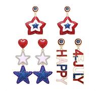 2-3 paia di orecchini 4 luglio con strass smaltati, orecchini patriottici rossi, bianchi e blu, orecchini pendenti da donna, per festa dell'indipendenza, regalo per festa commemorativa, zinco, senza