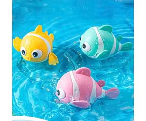 2/3 pezzi Giocattoli da bagno per bambini, giocattoli ad acqua a carica, set di giocattoli da bagno per bambini con presa facile, a forma di rana e pesce carini, giocattoli da bagno estivi, adatti com