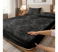 2/3 pezzi Set biancheria da letto con stampa teschio e daruma (1 set lenzuolo + 1/2 federe senza inserto cuscino), coprimaterasso delicato sulla pelle, coprimaterasso con stampa, morbido e traspirante