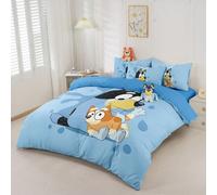 2/3 pezzi Set biancheria da letto Puffi blu, biancheria da letto Puffi in tonalità di blu, comoda e traspirante, amichevole per la pelle, set copripiumino in stile cartoni animati, morbido e resistent