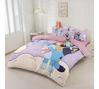 2/3 pezzi Set copripiumino Bluey, biancheria da letto Bluey, set biancheria da letto confortevole e traspirante, amichevole per la pelle e confortevole, motivo Bluey e nuvole, stile cartone animato se