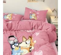 2/3 pezzi Set copripiumino Bluey, biancheria da letto Bluey, set biancheria da letto confortevole e traspirante, amichevole per la pelle e confortevole, set copripiumino in stile cartone animato, morb