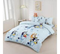 2/3 pezzi Set copripiumino Bluey, biancheria da letto Bluey, set biancheria da letto confortevole e traspirante, amichevole per la pelle e confortevole, motivo a stelle blu Bluey, stile cartone animat