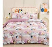 2/3 pezzi Set copripiumino Bluey, set biancheria da letto, set copripiumino delicato sulla pelle, set copriletto a tema cartone animato, set biancheria da letto morbida e confortevole per camera da le