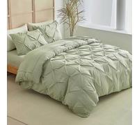 2/3 pezzi Set copripiumino in poliestere plissettato verde, set copripiumino con federa in stile moderno di lusso semplice in poliestere, adatto per tutte le stagioni, misura queen (1 copripiumino + 1