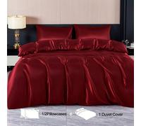 2/3 pezzi Set di biancheria da letto in raso di lusso, morbido e setoso, traspirante e anti-grinze, migliora la qualità del sonno, stile alberghiero, regalo per genitori e amici, include copripiumino*