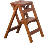 2/3 Sgabello A Gradini Sedia Pieghevole in Legno Sedia Libreria Addensata Sgabello A Gradini Portatile Luce Strumento Scala, Sgabello Pieghevole, Passo Sgabello, Passo per A, Brown, Two Steps