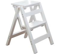 2/3 Sgabello A Gradini Sedia Pieghevole in Legno Sedia Libreria Addensata Sgabello A Gradini Portatile Luce Strumento Scala, Sgabello Pieghevole, Passo Sgabello, Passo per A, White, Two Steps