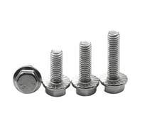 2-30pcs M4-M12 A2-70 304 Stainless Steel Flange Head Bolt Hexagon Hex with Serrated Washer Cap Screw(45mm,M6 (20pcs))