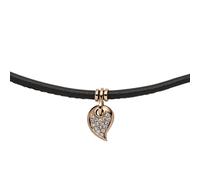 2,3mm Collier Collana IN Pelle 17 Diamanti Brillanti 585 Oro Rosso Rosa, 45cm