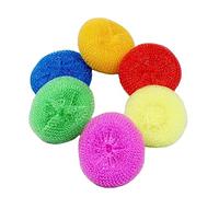 2/4/10/24 spugne abrasive in plastica per piatti, spugne abrasive rotonde in nylon, antigraffio, a rete colorata, resistenti, per la pulizia della cucina e della casa, colore casuale