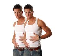 2 | 4 | 6 | 10 pezzi Canottiere da uomo a doppia costa, colore bianco, 100% cotone resistente e adatto all'asciugatrice, 2 x nervature doppie, L