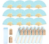 2/4/6/10 Ventagli pieghevoli fatti a mano in carta, con buste regalo e biglietti di ringraziamento, ventagli pieghevoli in bambù adatti per decorazioni fai-da-te per casa, ufficio, matrimoni, baby sho