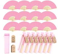 2/4/6/10 Ventagli pieghevoli fatti a mano in carta, con buste regalo e biglietti di ringraziamento, ventagli pieghevoli in bambù adatti per decorazioni fai-da-te per casa, ufficio, matrimoni, baby sho