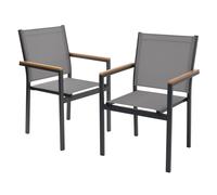 2/4/6 Sedie da giardino e terrazza con seduta in textilene e braccioli in legno