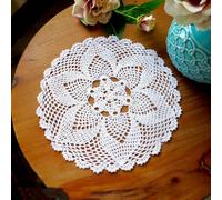2/4/6Pcs Fatto a Mano Uncinetto Pizzo Tovaglietta Cotone Cavo Rétro 28-30cm