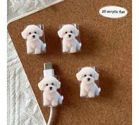 2/4/8 pezzi Cavo protettore design cucciolo riccio bianco carino, protettore in acrilico alla moda, protegge la testina di ricarica, gli auricolari e i cavi del telefono dalla rottura, prolunga la dur
