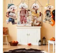 2/4 ciondoli decorativi a forma di animale in acrilico a forma di simpatico cane, decorazione per interni auto, regalo per gli amanti dei gatti (4 pezzi misti)