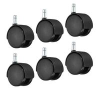 2.4" Girevole Rotelle 6pz Nylon cerchio Elastico Girevole Gambo Ruote Nero