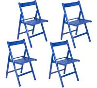 [2, 4 o 6] Sedia Pieghevole BLU Slim Legno Faggio Salvaspazio 100Kg Richiudibile