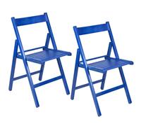 [2, 4 o 6] Sedia Pieghevole BLU Slim Legno Faggio Salvaspazio 100Kg Richiudibile