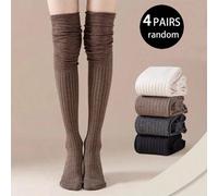 2-4 paia di calze sopra il ginocchio casuali per le donne, calze lunghe estive, calze invernali con tubo alto per la primavera e l'autunno, adatte per le donne in gravidanza, antiscivolo, scaldamuscol