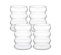 2/4 pezzi bicchieri for bevande a forma di onda con cannucce, bicchieri in vetro vintage, bicchieri ondulati for vino, champagne, latte, caffè(4PCS)