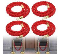 2/4 Pezzi Corda Montante,Corda di Controllo della Folla,Corda per Barriera con Ganci in Oro Lucido,Barriera in Corda di Canapa Intrecciata per Eventi sul Tappeto Rosso(Size:7ft/215cm,Color:4 Pcs)