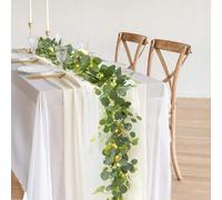 2/4 pezzi Ghirlanda di foglie di eucalipto con dollaro d'argento e luci a LED, runner da tavolo in foglie di eucalipto artificiali, adatto per decorazioni natalizie, decorazioni per la casa, decorazio