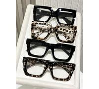 2/4 pezzi Occhiali da donna con montatura in plastica geometrica e grande, stile moderno e semplice, adatti per ogni occasione, mai fuori moda, lenti trasparenti, ideali per la scuola, la lettura e la