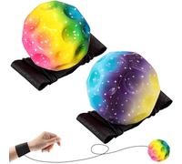 2/4 Pezzi Pallina da Polso con Elastico, Multicolori Moon Bouncing Ball, 6cm Moon Ball, Palla a Rimbalzo da Polso per Bambini, Palla Spaziale con Extreme High Bounce, Adulti Bambini Giocattolo (2 pz)