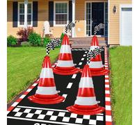 2/4 pezzi Palloncini Foil a forma di cono segnaletico rosso e bianco da 86cm, adatti per scopi multipli come costruzioni, feste a tema ingegneria, eventi sportivi, giocattoli per il traffico, segnalet