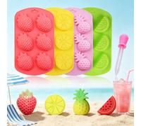 2/4 pezzi Stampi per cottura a forma di frutta Stampi per caramelle, Include ananas, limone, anguria, fragola, Adatto per cioccolato, caramelle, torte, cubetti e gelatina, Set da 4 pezzi include 1 con