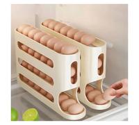 2-4 strati Slide Egg Storage Box, Ladder Style Automatic Rolling Holder for Refrigerator Side Door, Large Capacity Fridge Organizer & Kitchen Dispenser(Grey)