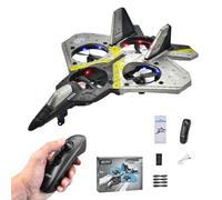 2.4g Remote Control Aircraft, Remote Control V18 Fighter Model Toy, 360° Anti-Fall Stunt Rotation, Cool Lights(Black)