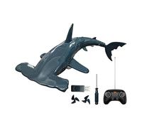 2.4G Remote Control Diving Hammerhead Shark Toy For Kids | 15 Inch Waterproof Underwater RC Fish | USB Rechargeable Auto-Activation Submersible | Bath Pool Playset