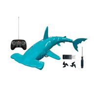 2.4G Remote Control Diving Hammerhead Shark Toy For Kids | 15 Inch Waterproof Underwater RC Fish | USB Rechargeable Auto-Activation Submersible | Bath Pool Playset