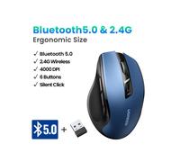 (2.4G)UGREEN Mouse senza fili Bluetooth5.0 Mouse ergonomico 4000DPI 6 pulsanti muti Mouse per tablet